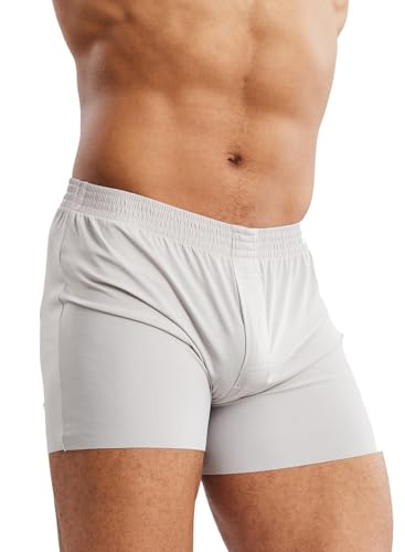 MIZOK Men's Breathable Ice Silk Pajama Bottom Sleep Boxer Shorts with Button Fly