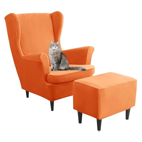 Fundas de terciopelo premium para fundas de sillón orejero y taburete rectangular