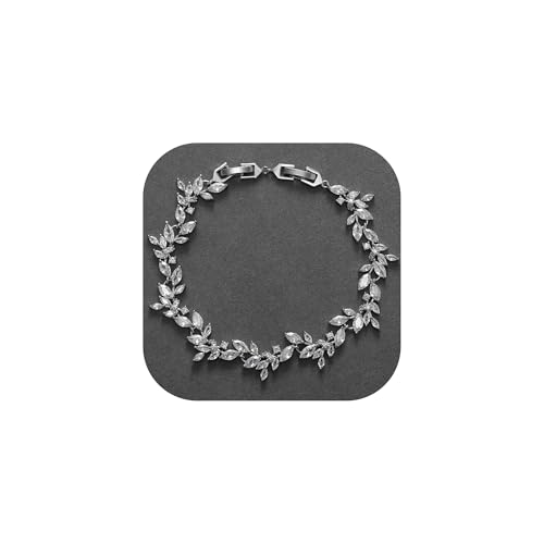 SWEETV Cubic Zirconia Wedding Bracelets for Brides, Bridesmaids, Bridal Bracelets for Wedding, Rhinestone Crystal Tennis Bracelet for Women Jewelry Gifts