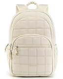 [BAGSMART] リュック トラベル ラップトップバックパック 女性用 ラップトップバックパック キルティングカジュアルデイパック 防水 15.6インチリュックサック 耐衝撃 多ポケット 通勤 通学 旅行 出張