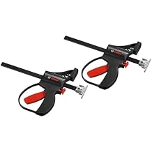 BOSCH FSNKZW Track Quick Clamps - Secure and Fast Clamping for Bosch Track-Saw Tracks, Push-Button Fast Release, Table Saw Quality Cuts, Lightweight Alternative for Jobsites 2 Pc.