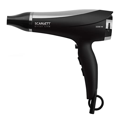 SCARLETT Silver Line Haartrockner SC-HD70I76, Ionen Föhn 2200 Watt mit Stylingdüse, schwarz/silber Cover