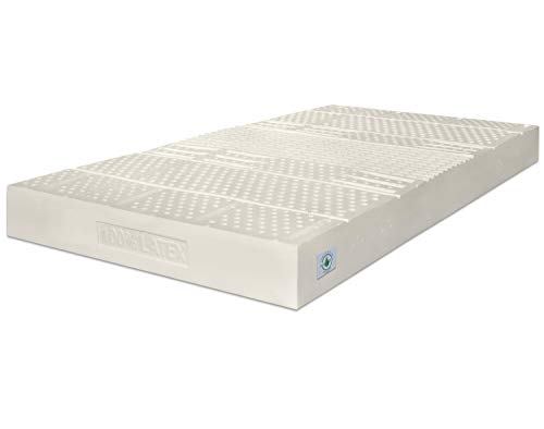 Marcapiuma - Matelas français en Latex 140 x 200 Hauteur 18 cm - Sevenlife 18-100% Latex Moyen/Doux - 7 Zones Revêtement Aloe Vera déhoussable Anti-acariens antibactérien 100% fabriqué en Italie