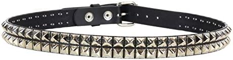 Two Row Pyramid Stud Belt Made In USA Genuine Leather Punk Goth Thrash Metal