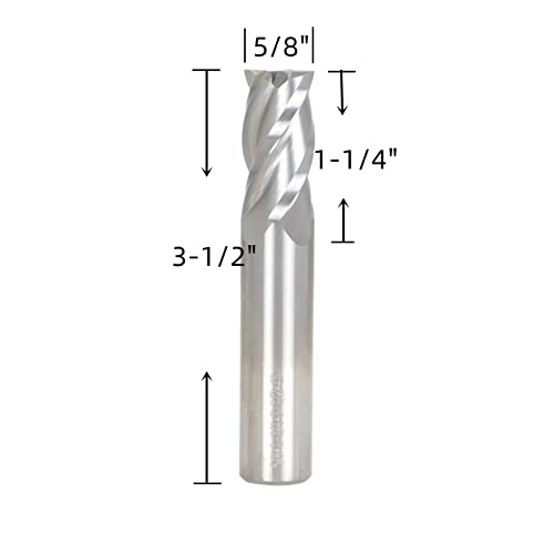 Image of waltyotur 5 /8 Inch Carbide End Mill 1-1 /4 Inch Cutting Length 3-1 /2 Inch Full Length 5 /8 Inch Shank Diameter Suitable for Aluminum Cutting Non-Ferrous Metals Up Cutting 1 Pcs