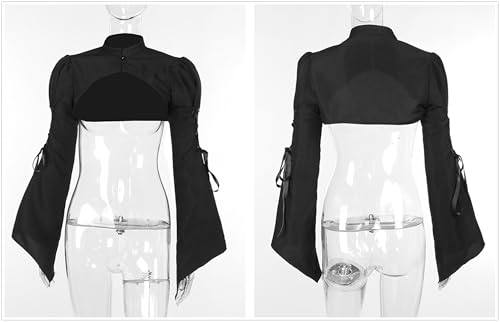 Image of win2win Gothic Bolero Shrug Crop Tops for Women Victorian Bell Sleeve Y2k Punk