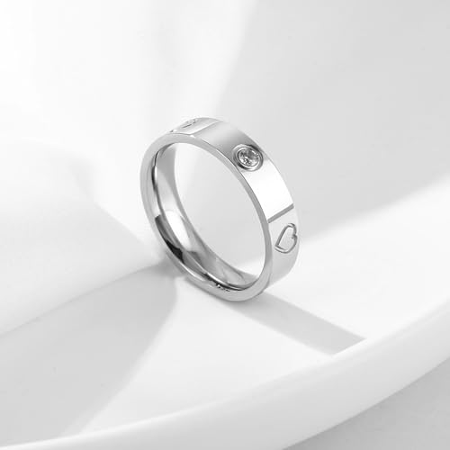 Women Love Friendship Ring 18K Gold Silver Plated Cubic Zirconia Stainless Steel Promise Ring Wedding Band Jewelry Birthday Gifts For4