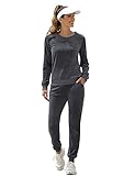Totatuit Womens Velour Tracksuit Two Piece Jogger Sets Athletic Sweatsuits Sweatpants with Pockets (B-gray, Small)