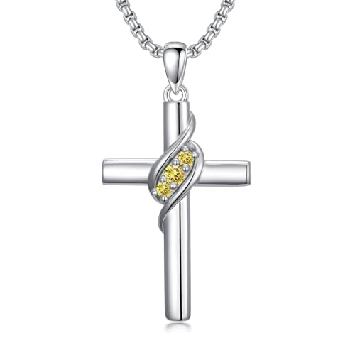 MEIDERBO Cross Necklace for Women 925 Sterling Silver November Birthstone Cross 5A CZ Pendant Christian Jewelry Birthday Christmas Gifts for Her/Wife/Mom/Girlfriend