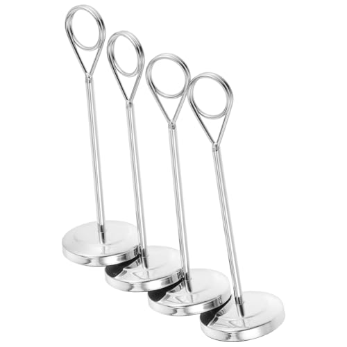 Cabilock Hospitality-grade 4 Pack Table Number Holders Sleek Stainless Steel Place Card Holders for Wedding Centerpieces 15cm Silver