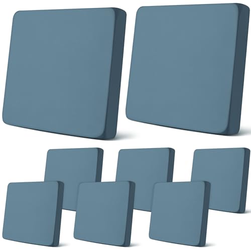 Newwiee 8Pcs Patio Cushion Covers Stretch Outdoor Cushion Cover Replacement for Patio Furniture Sofa Couch Slipcovers, Soft Flexibility Washable Furniture Protector(Waterproof Pure,Gray Blue) by Newwiee - Used condition - US$28.03