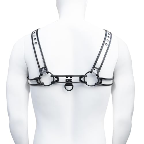 Mens See-through Harness PU Leather Suspenders Belt Adjustable Shoulder Strap4