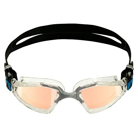 Aquasphere Kayenne Pro Adult Unisex Swim Goggles - Increased Field of Vision, Adjustable Nose-Bridge, Leak-Resistant Seal - Mirrored Lens, Transparent/Grey Frame Cover
