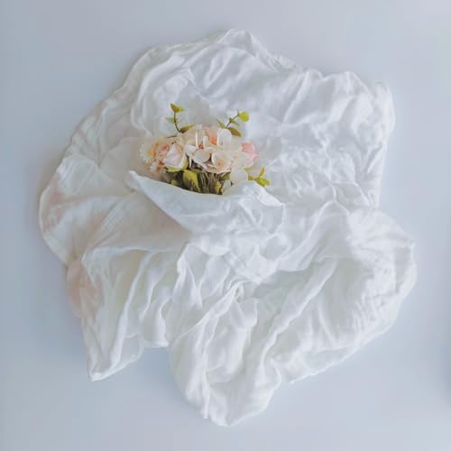 Image of Muslin Newborn Baby Swaddle Blanket 43.5 x 47 inches(110x120cm) Unisex Swaddling Wrap Soft Silky Muslin Swaddle Blankets Neutral Receiving Blanket for Newborn Babies Boys and Girls Large White