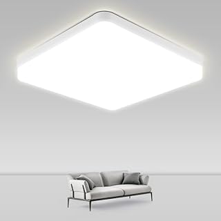 CHENBEN Square LED Flush Ceiling Light, LED Ceiling Lights Living Room Kitchen Bathroom Lights Ceiling, 36W Modern LED Hallway Ceiling Lighting, LED Ceiling Lights for Bedroom, 3240LM, 6500K, 9 Inch