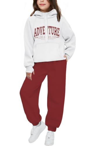 Image of Arshiner Girls 2 Piece Outfits Sweatsuit Half Zip Sweatshirt and Sweatpants