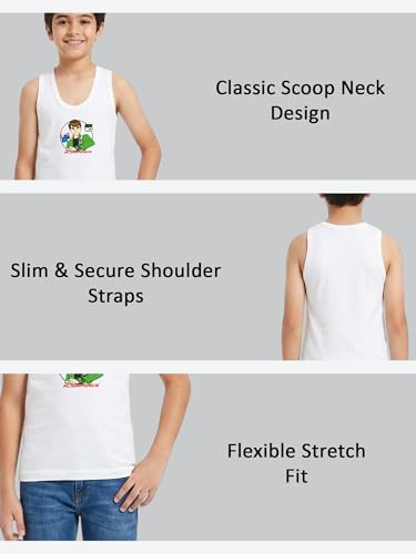 Image of BODYCARE Kids Boy's Regular fit Benten Printed Vest 100% Cotton Vest for Boys | Skin Friendly | Lightweight | Sleeveless Design | Pack of 3