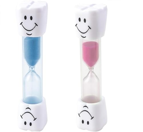 Juego de 2 relojes de arena con sonrisas, para niños, cocina, oficina y tiempo de juego, temporizador Hourglass para oficina, hogar y juego