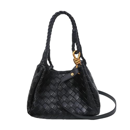 Woven Texture Bucket Bag Stylish Soft Leather Tote For Women Trendy Crossbody Boho Shoulder Purse