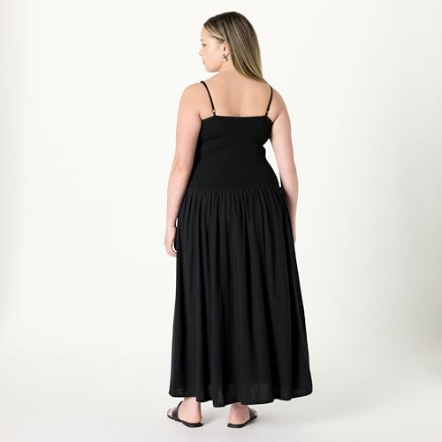 Image of The Drop Womens Florencia Smocked Bodice Linen Maxi Dress