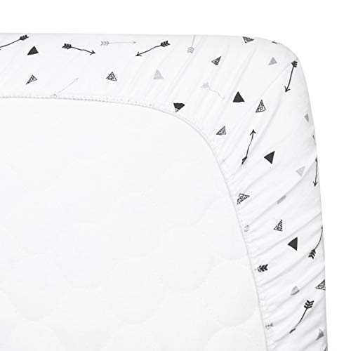 Tl Care 2 Pack Printed 100% Cotton Jersey Knit Fitted Crib Sheet For Standard Crib & Toddler Mattresses, Silver Black Arrow/Feather, For Boys & Girls #TOP4