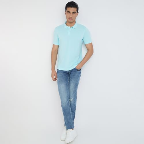 Image of Parx Men Regular Fit Solid Pattern Cotton Polyester Blend Half Sleeve Polo Neck Casual T-Shirt