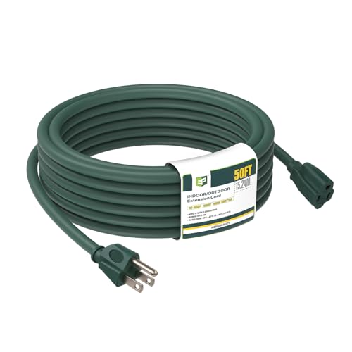 EP 50FT Outdoor Extension Cord 16/3 SJTW Heavy Duty Green ETL Listed