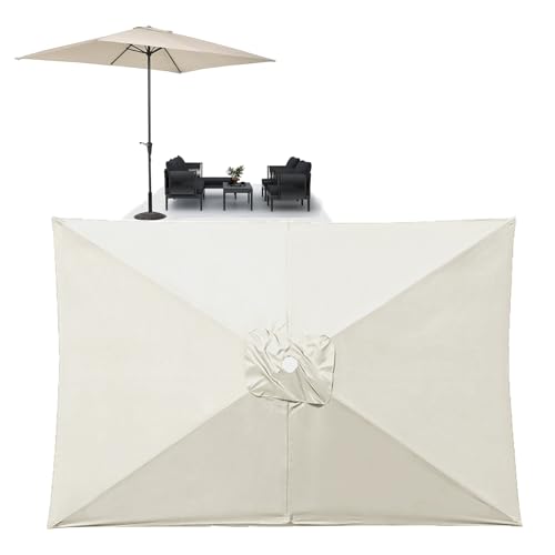 Copertura Di Ricambio Per Ombrellone Da Giardino Esterno, Telo Di Ricambio Per 2x2m 3x2m 3x3m Ombrellone, 6 Stecche, Impermeabile, Baldacchino Di Ricambio Ombrellone Spiaggia Piscina(Beige,2x2m)