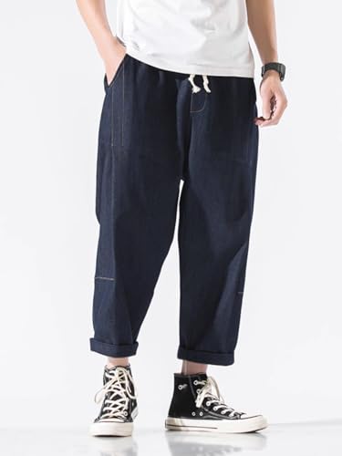 LIXINGHEITANG Jeans Mens Summer Thin Style and Loose Pants Large Size Straight Casual4