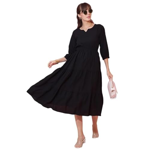 Image of Sheetal Associates Women's Casual Crepe Fit and Flare Dress| Comfortable Relaxed Fit Summer Party Dress