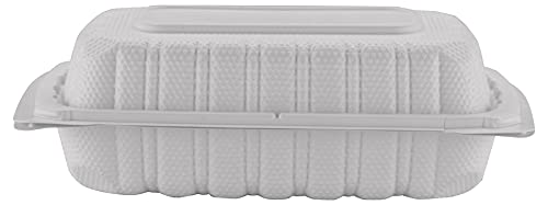TIYA Clamshell Food Containers - White Bulk 200 Pack, 9x6 in - BPA-Free Mineral-Filled To-Go Containers - Reusable, Microwavable, Hinged, Tall Takeout Clamshells - Great for Meal Prep by T TIYA - Image 7