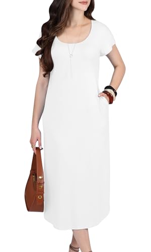 Image of KOH KOH Womens 2026 Long Casual Pockets Loose Cap Sleeve Comfy Midi Dress