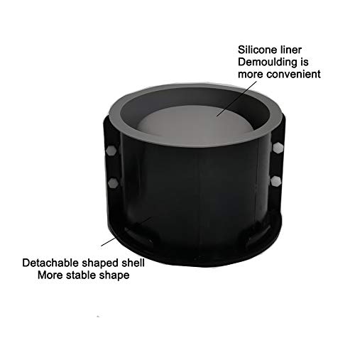 Tongdejing Silicone Planter Mold, Round Concrete Flower Pot Silicone Mold, DIY Pots Cement Molds for Planter Plants Concrete Moulds Pot Mould, Home Decor Garden Decorations(Gray Black) - Image 2