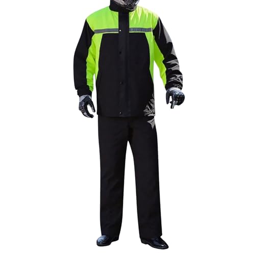 Generisch Traje de lluvia para hombre impermeable transpirable bicicleta impermeable reflectante pesca impermeable ligero a prueba de viento chubasquero + pantalones de lluvia conjunto 2 piezas traje