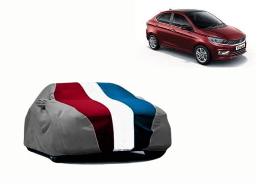 Image of Dhairya Tata Tigor car Cover | Tata Tigor car Cover Waterproof | Tata Tigor car Cover with Triple Stitched Fully Elastic Ultra Surface Body Protection (RED)