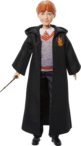 Mattel Harry Potter Toys, Ron Weasley Fashion Doll in Removable Signature Hogwarts Uniform with Wand Accessory, Inspired by The Movie