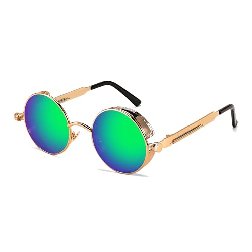 FEISEDY Retro Gothic Steampunk Round Metal Sunglasses B1857