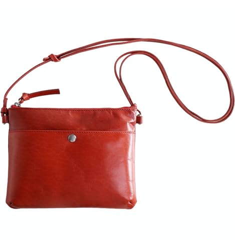 [Mia Borsa] サコッシュ レザー ショルダーバッグ メンズ レディース 斜めがけ : レッド