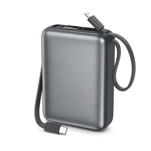 Power Bank 20.000mah Carregador Portátil Turbo 22.5w Power Delivery Compatível Com iPhone e Android Com Display Digital e Cabos Tipo-C e Lightning Integrados Homologado