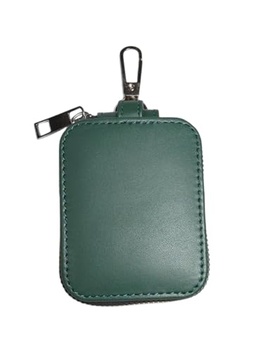 Image of Premium Eco-Friendly Universal Leather TWS earpod Storage Pouch Zip Lock with Hook Compatible with All Generation Apple Airpods - (Cover Only) (Green)