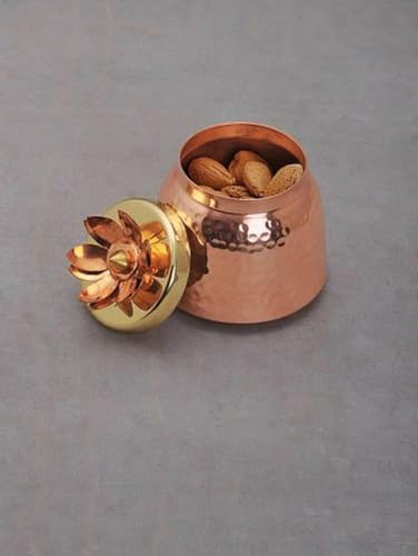 Image of SOLINO Hammered Copper Plated Dry Fruit Pot Shape Jars with Lid, Return Gifts for Baby Shower, Serving Bowls /Container for parties (1)
