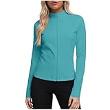 Women's Sun Protection Jacket Stand Collar Clothing Lightweight Long Sleeve Sun Cover Up Shirt Front Zip Coat Sky Blue