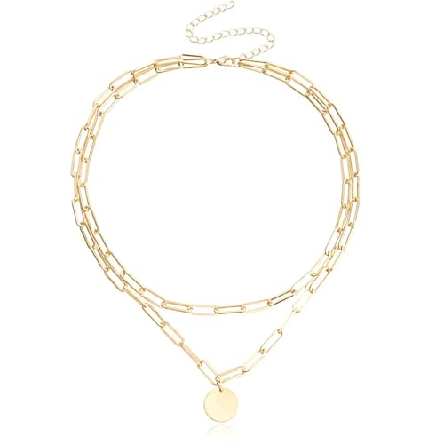 Collier à breloques rondes vintage aux finitions ciselées pour bijoux superposés raffinés