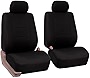 Car Seat Covers Front Set in Black Cloth, Car Seat Covers for Low Back Car Seats with Removable Headrest, Automotive Seat Covers, Washable Car Seat Cover Universal for SUV, Sedan, Van