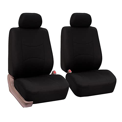 Car Seat Covers Front Set in Black Cloth, Car Seat Covers for Low Back Car Seats with Removable Headrest, Automotive Seat Covers, Washable Car Seat Cover Universal for SUV, Sedan, Van
