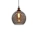 Produktbild Huahan Haituo Glas Anhänger Licht Vintage Industrie Metall Finish klar Glas Kugel Runde Schatten Loft Anhänger Lampe Retro Deckenleuchte Vintage Lampe(Rauch grau, 20CM)