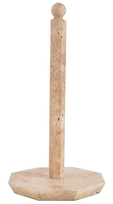 Travertine Paper Towel Holder 12.5 Inch Stone Paper Towels Organizer for Kitchen Countertop Storage, Freestanding Toilet Paper Roll Stand for Bathroom Decor