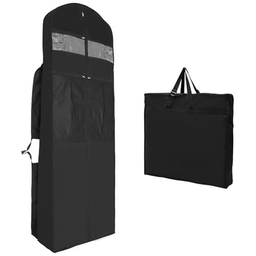 Garment Bags, Portable Oxford Travel Garment Bag, Include Shoe Compartment, Dust-Resistant Clothes Cover Bags, for Airplane Foldable Wedding Dress Carrier Dress Cover Bag, for Closet Storage (Black)