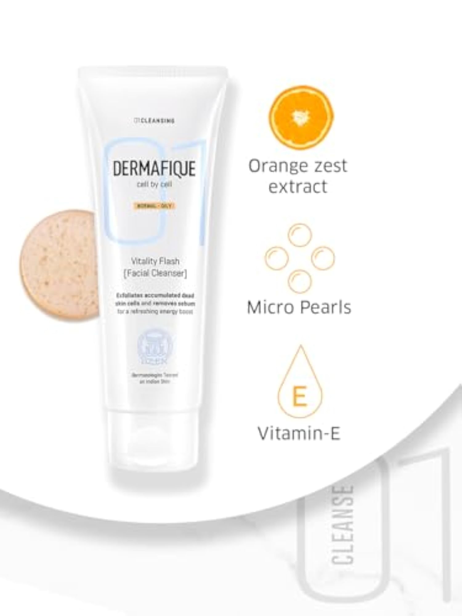 Dermafique Vitality Flash Facial Cleanser, Exfoliating
