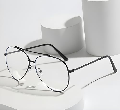 Image of Roshfort Lucky Bhaskar Zero Power Blue Cut Computer Glasses | Anti Glare, Lightweight & Blocks Harmful Rays | UV Protection Specs | Men & Women | Large | German101